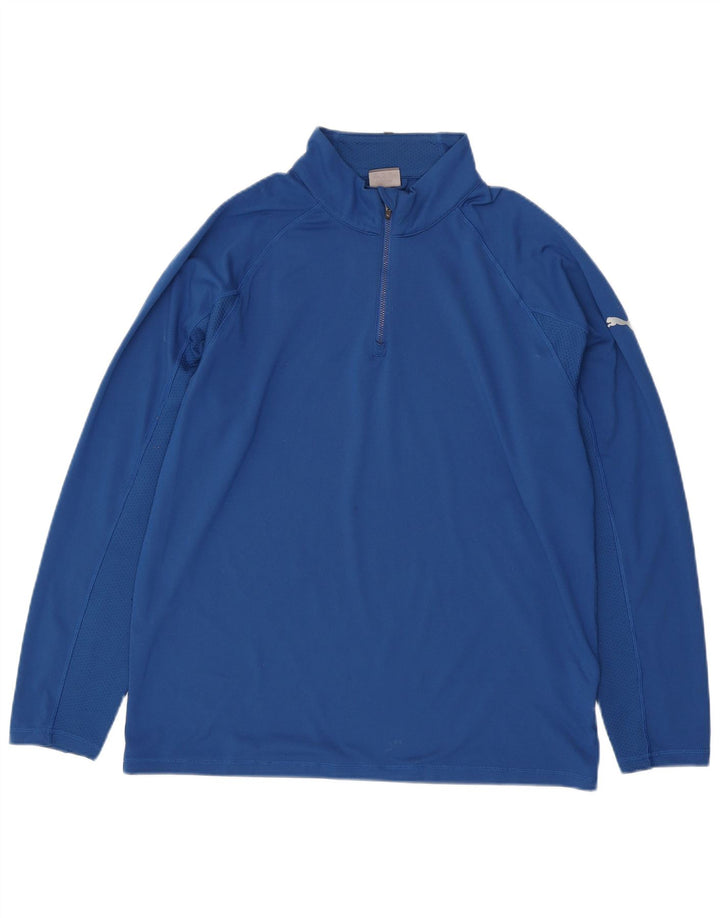 Maglia da tuta da uomo Puma con zip e collo, grande, in poliestere blu