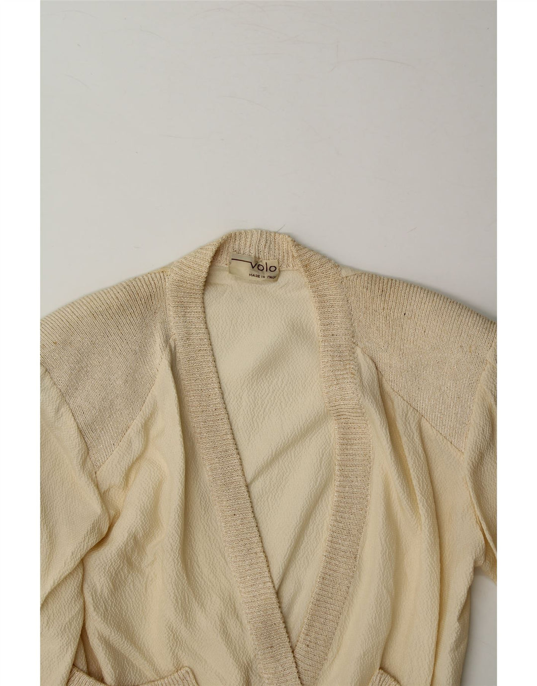 VINTAGE Womens Crop Cardigan Sweater UK 12 Medium Off White Vintage Vintage and Second-Hand Vintage from Messina Hembry 