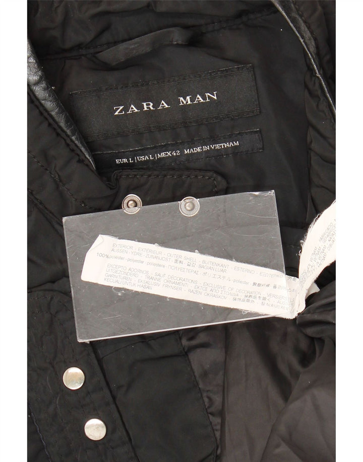 Giacca trapuntata da uomo Zara UK 40 grande poliestere nero