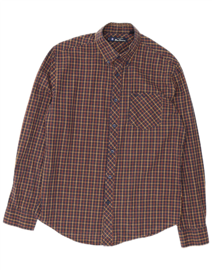 Camicia da uomo BEN SHERMAN in cotone a quadri marrone medio