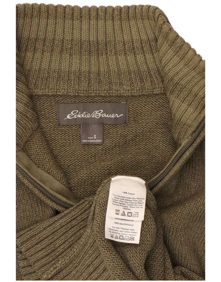 EDDIE BAUER Maglione da uomo con zip e collo piccolo in cotone kaki