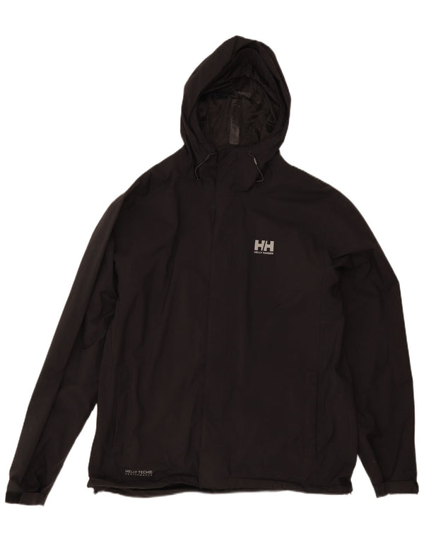 Giacca antipioggia da uomo con cappuccio Helly Hansen UK 42 XL nera in poliammide
