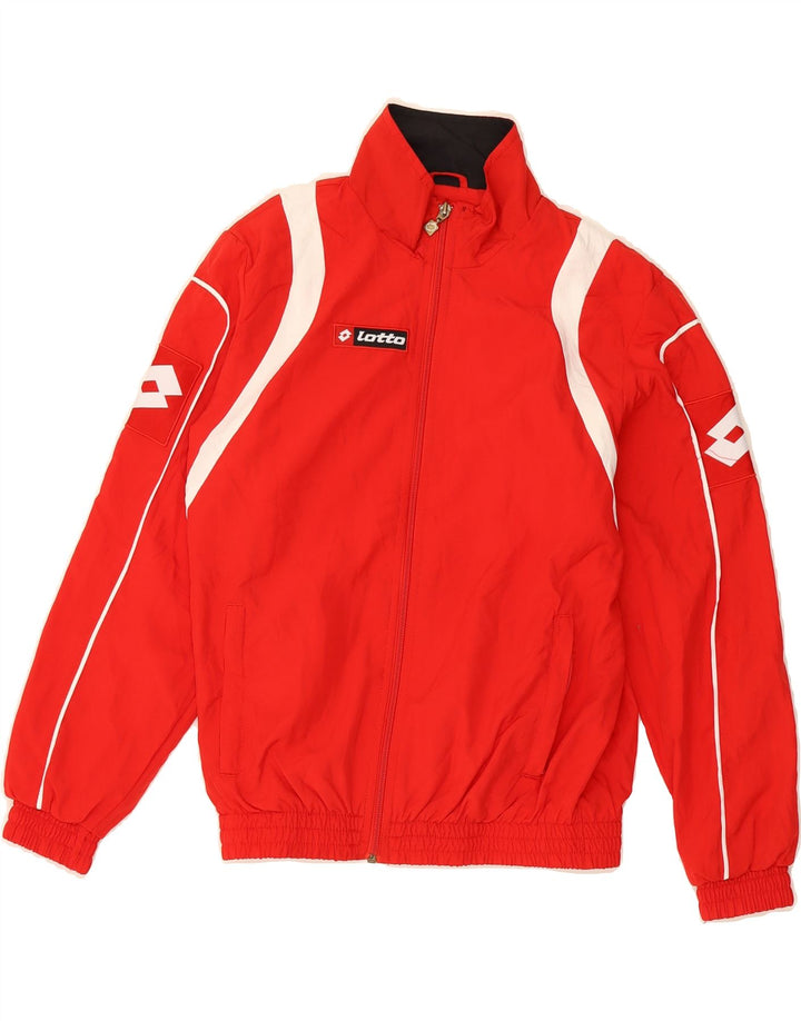 LOTTO Boys Graphic Tracksuit Top Jacket 11-12 Years Medium Red Colourblock Vintage Lotto and Second-Hand Lotto from Messina Hembry 