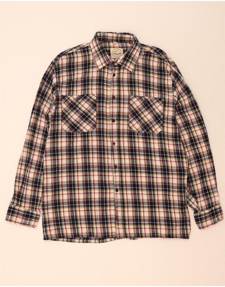 Camicia da uomo Follie taglia 43/44 XL in cotone a quadri multicolore