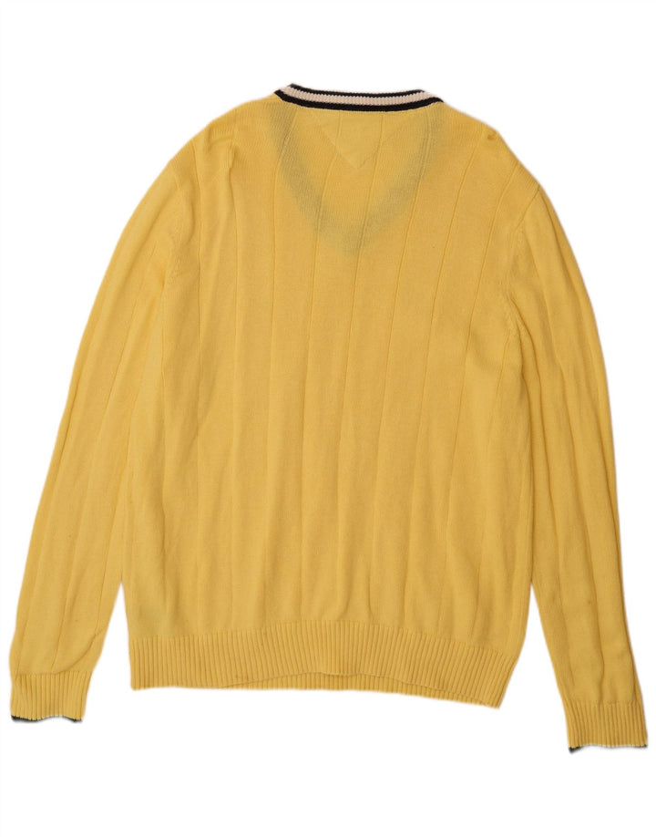 TOMMY HILFIGER Maglione da uomo con scollo a V XL in cotone giallo