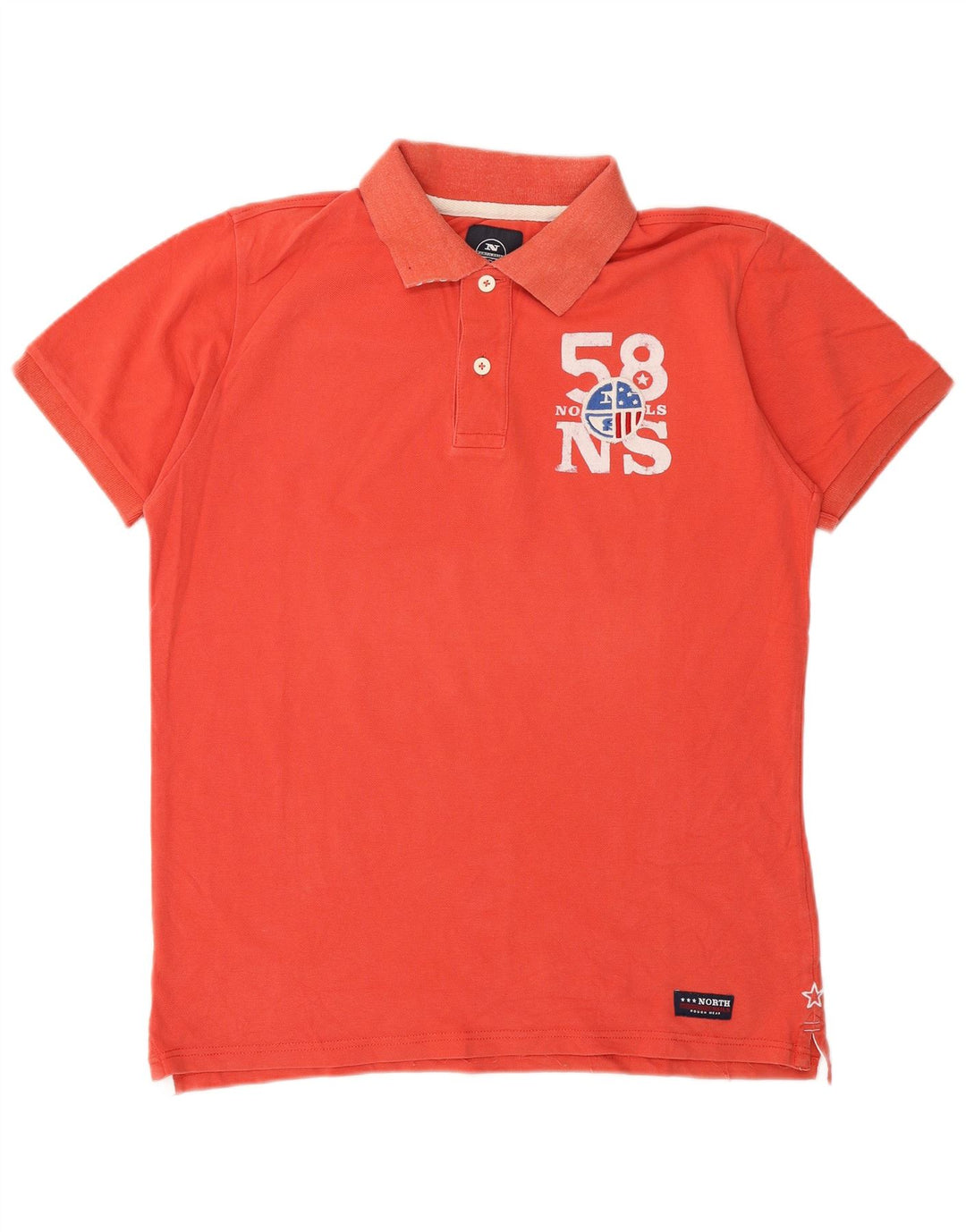 Polo grafica da uomo North Sails grande in cotone arancione