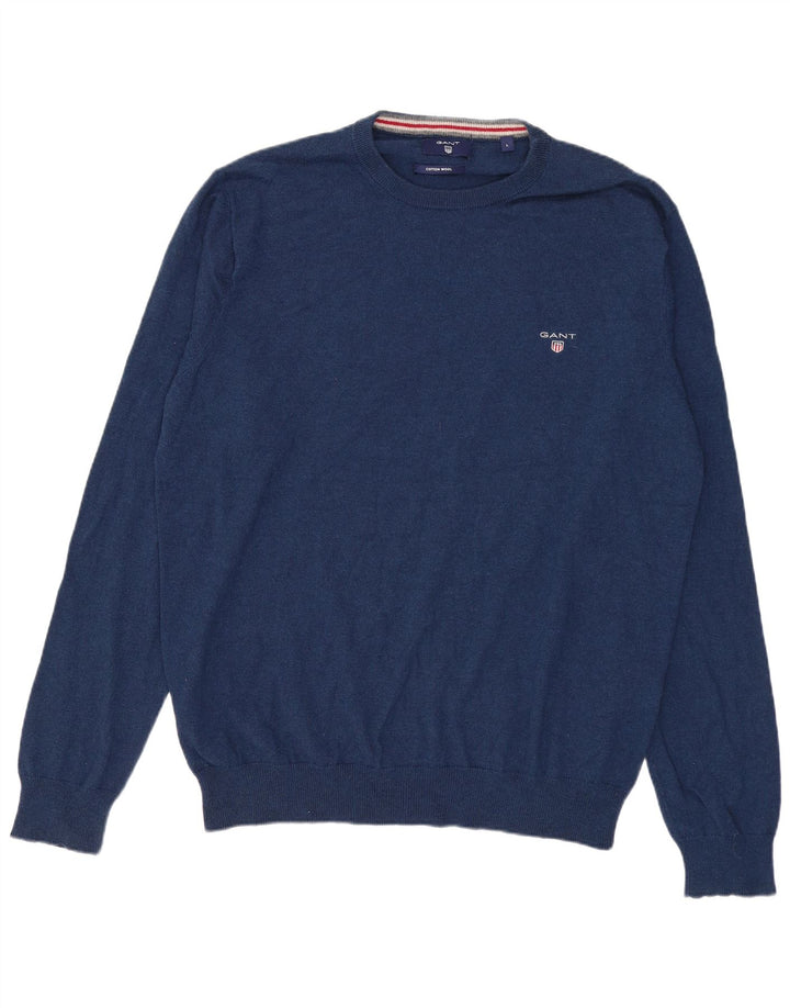 GANT Maglione maglione girocollo da uomo grande in cotone blu navy