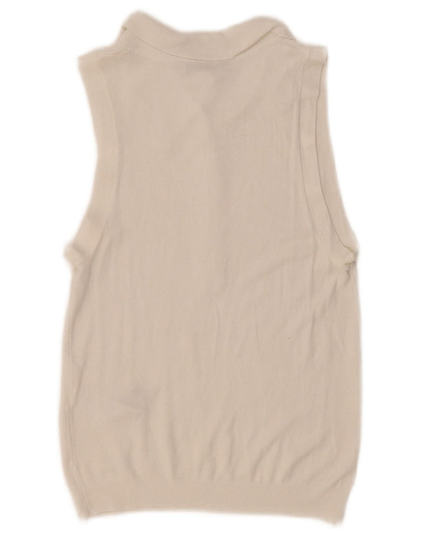 Polo senza maniche da donna Zara UK 10 Small bianca in viscosa