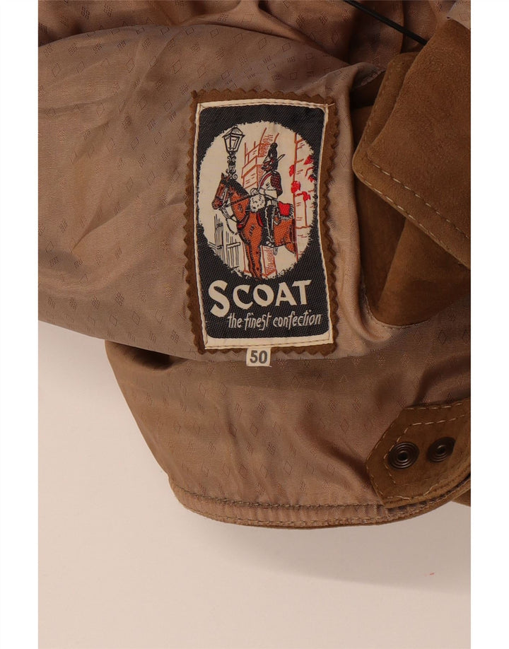 Giacca vintage in pelle scamosciata da uomo IT 50 grande marrone