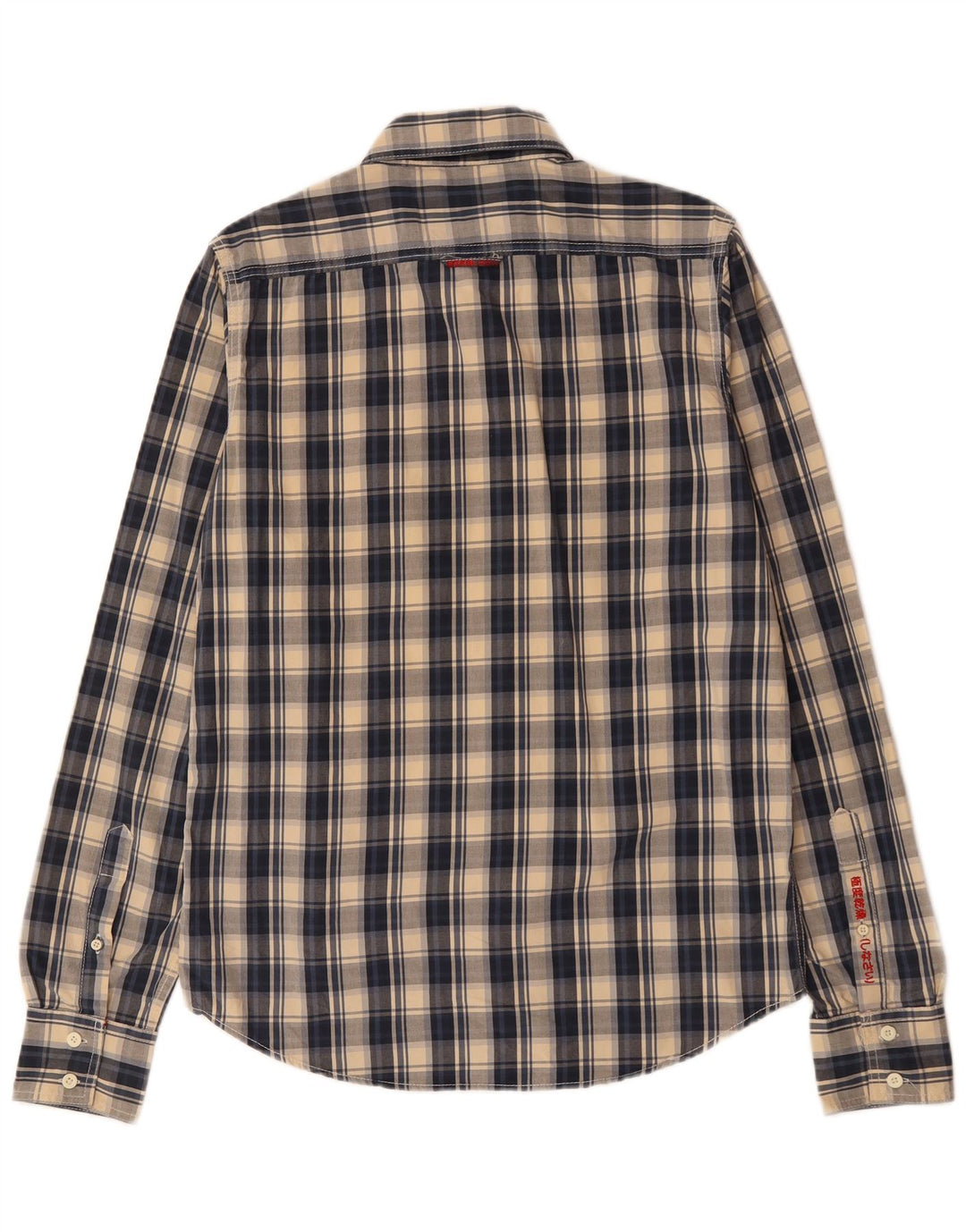 Camicia da uomo SUPERDRY grande cotone a quadri blu navy