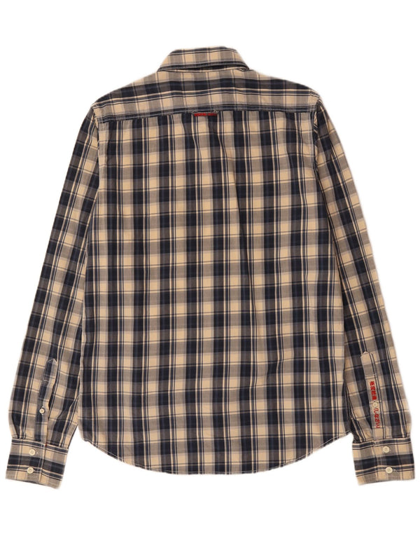 Camicia da uomo SUPERDRY grande cotone a quadri blu navy