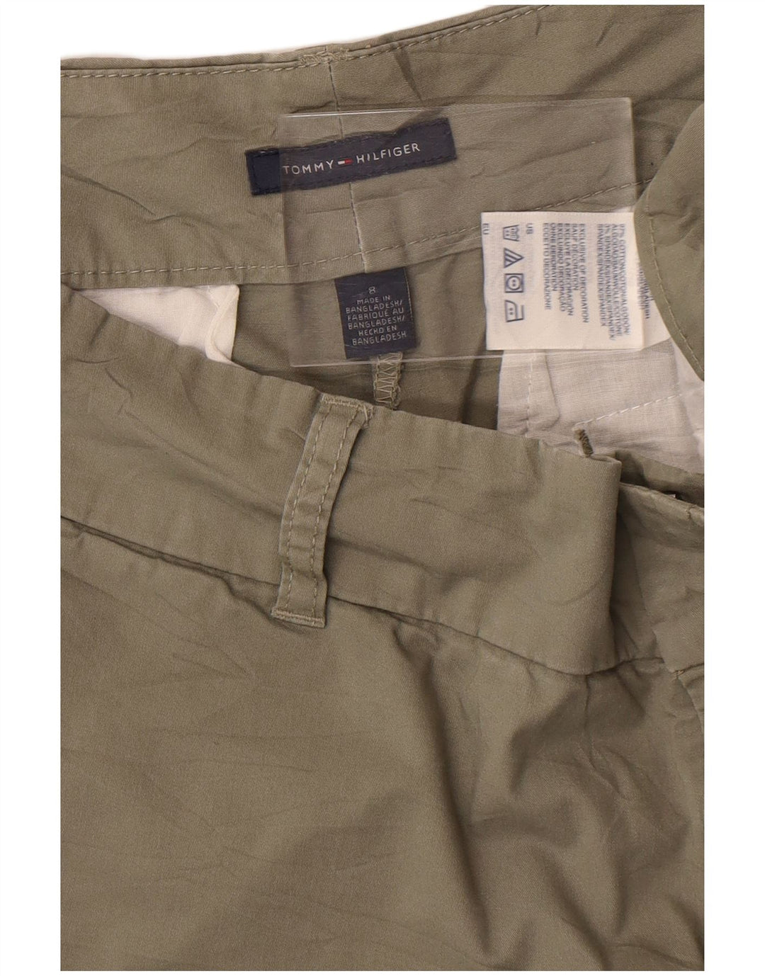 Pantaloncini chino da donna Tommy Hilfiger US 8 Medium W32 cotone kaki