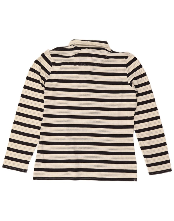 Conte of Florence Womens Long Sleeve Polo Shirt UK 18 XL Black Striped