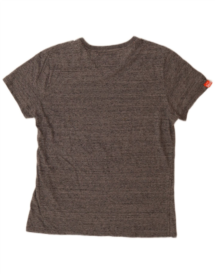 T-shirt da uomo Superdry Top in cotone chiazzato grigio medio