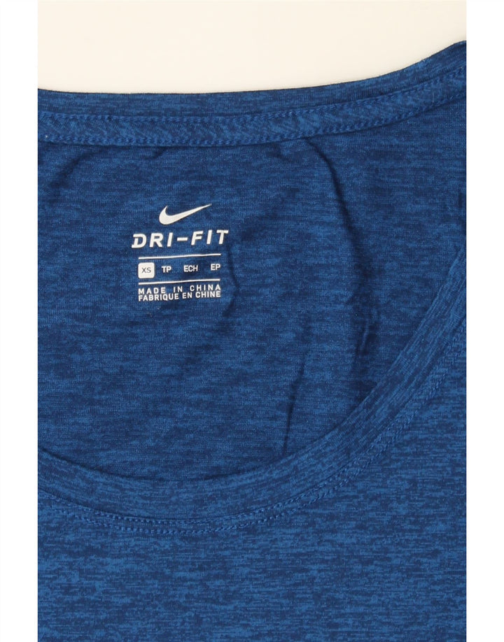 NIKE Womens Dri Fit T-Shirt Top UK 6 XS Blue Polyester Vintage Nike and Second-Hand Nike from Messina Hembry 