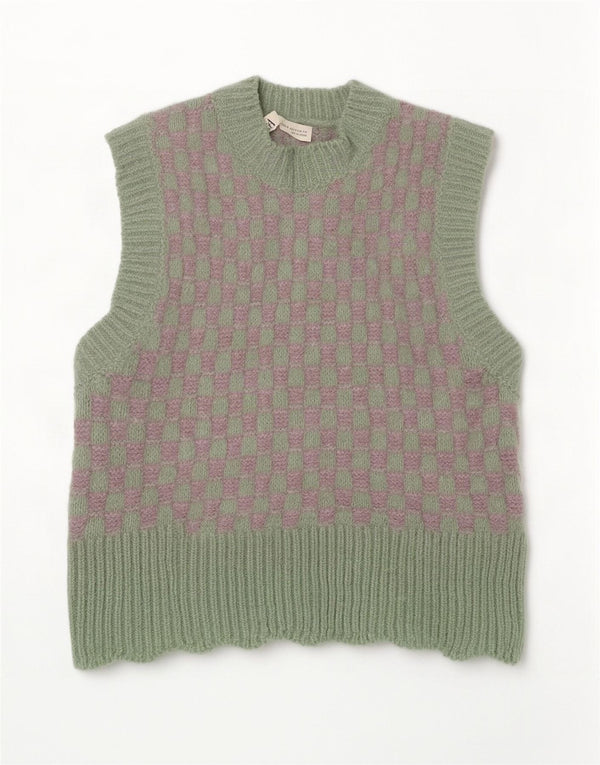 Canotta corta da donna Zara UK 10 piccolo quadretto verde
