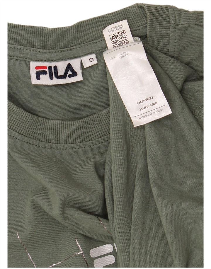 T-shirt grafica da uomo FILA Top piccola in cotone kaki
