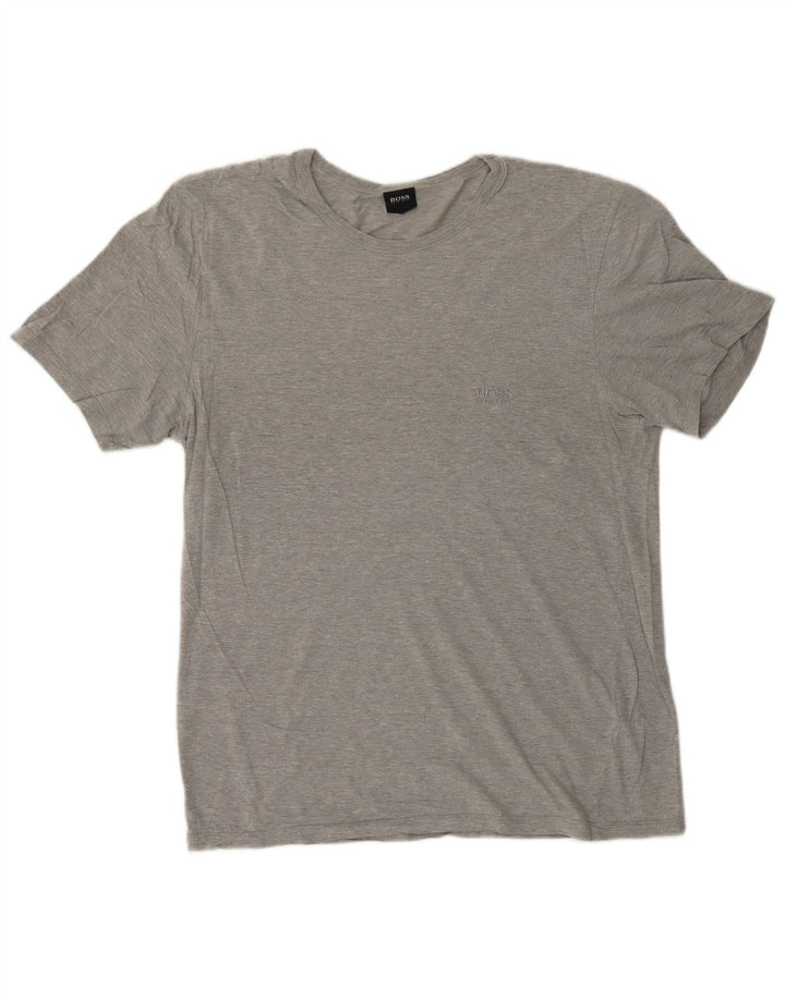 T-shirt da donna HUGO BOSS Top UK 16 grande in cotone grigio