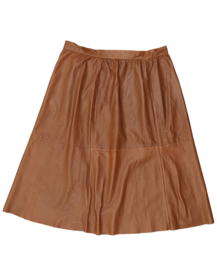 Gonna a portafoglio in pelle vintage da donna W34 grande marrone