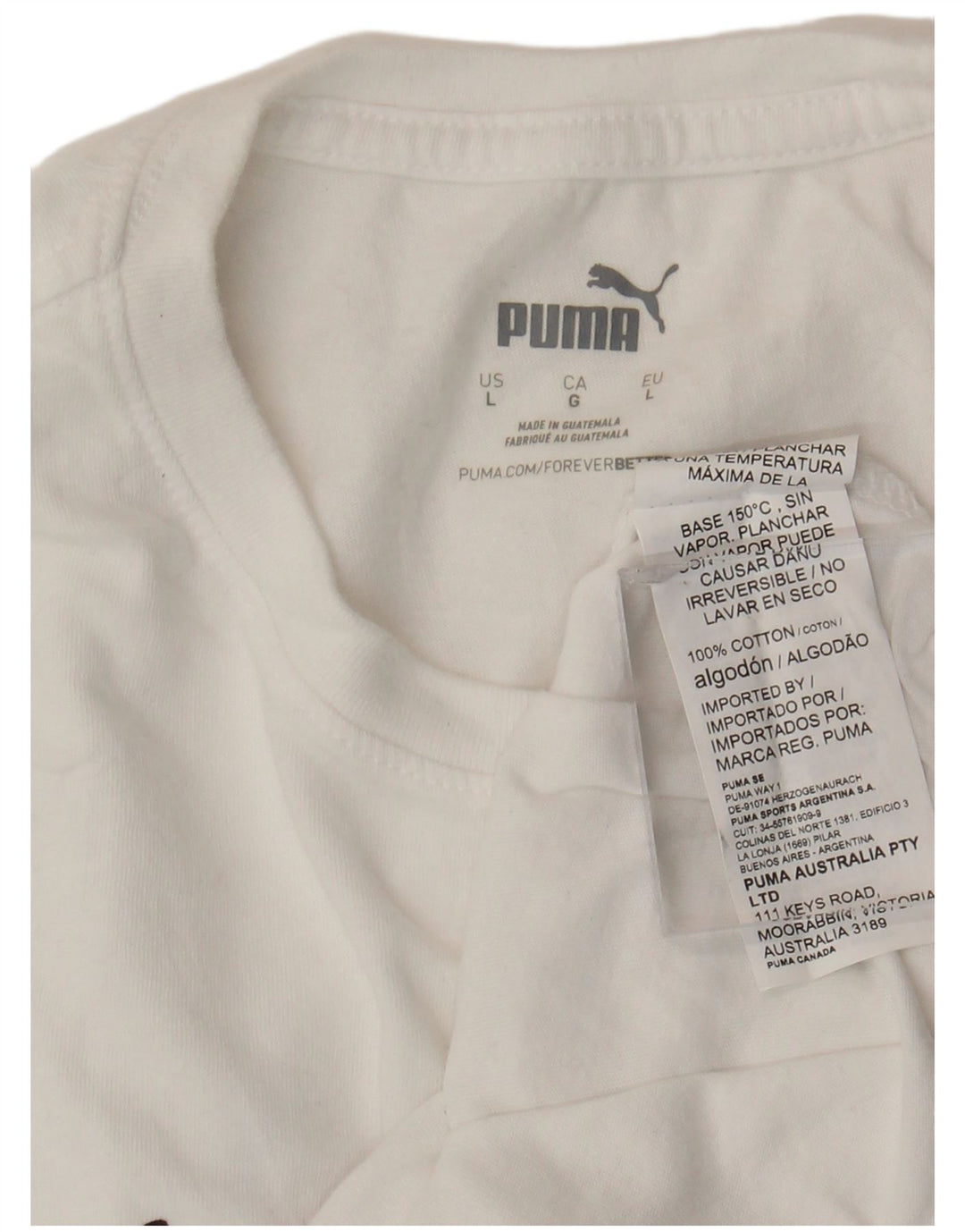 T-shirt grafica da donna Puma UK 16 grande cotone bianco