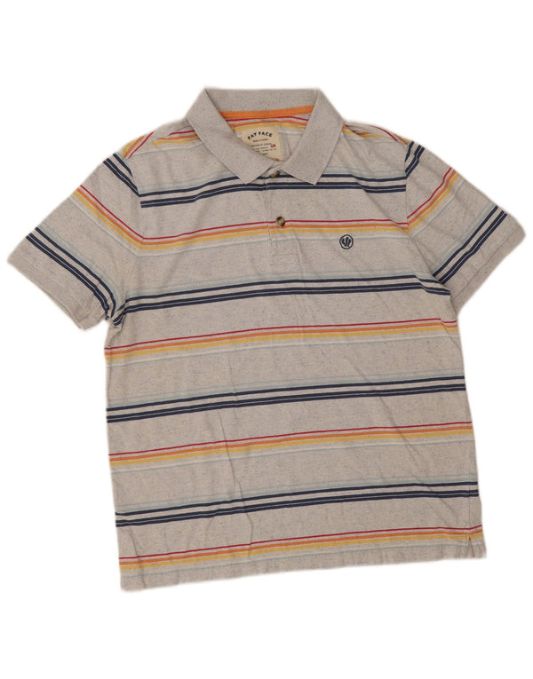 Polo da uomo Fat Face Large in cotone a righe grigie