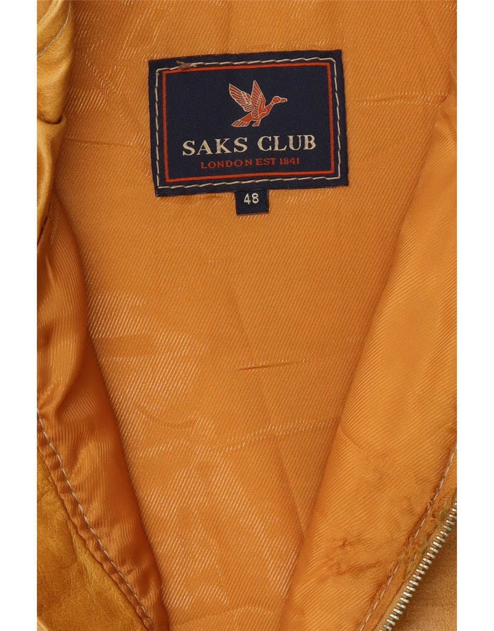 Gilet in pelle imbottito da uomo Saks Club IT 48 Beige medio