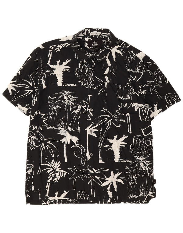 Camicia Quiksilver da uomo a maniche corte con vestibilità regolare, colore hawaiano floreale nero medio