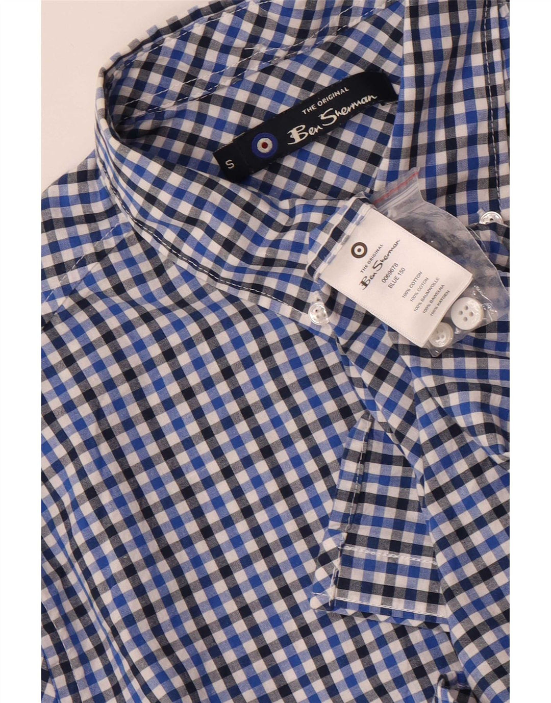 Camicia da uomo Ben Sherman piccola in cotone a quadretti blu navy