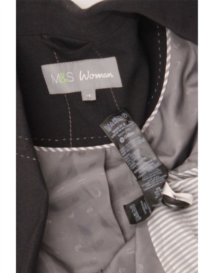 Giacca blazer a 1 bottone Marks & Spencer da donna UK 14 grande poliestere grigio
