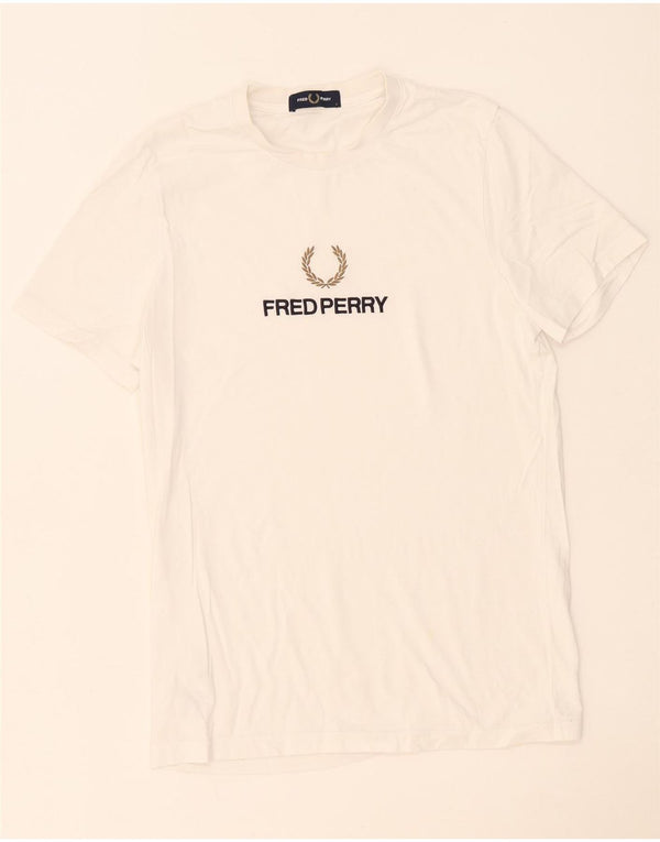 T-shirt grafica da uomo Fred Perry Top piccola in cotone bianco