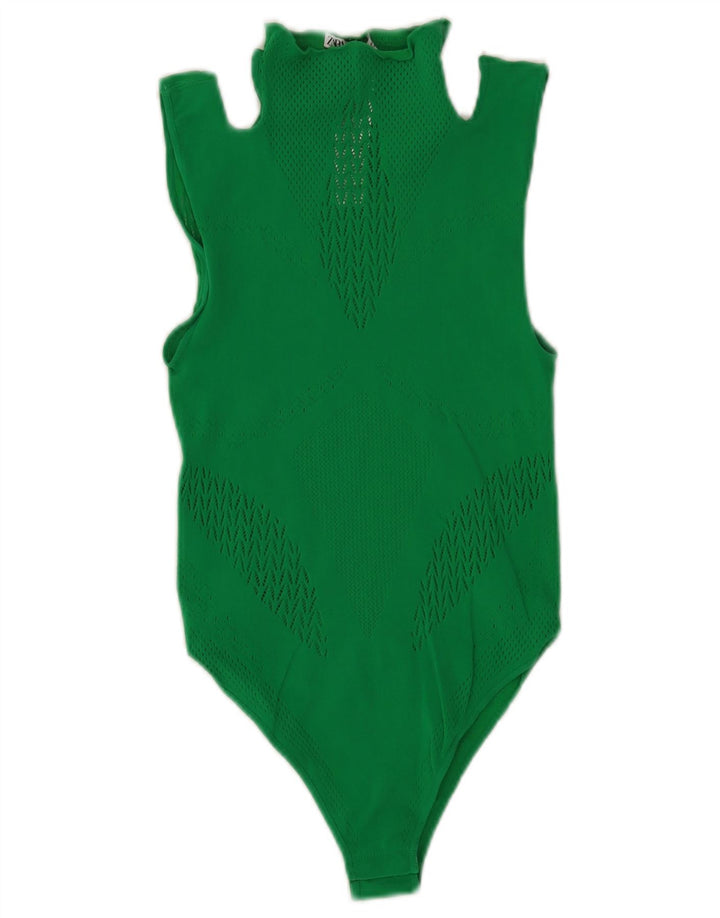 Body Zara da donna con spalle scoperte UK 12 verde medio in poliammide