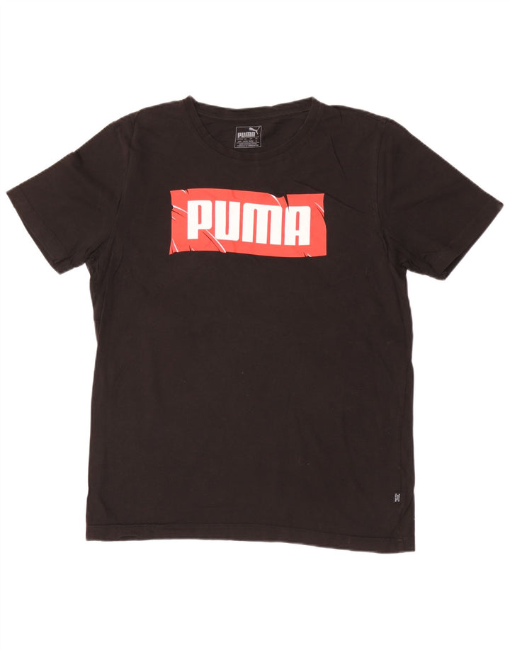 T-shirt grafica da uomo Puma Top in cotone nero medio