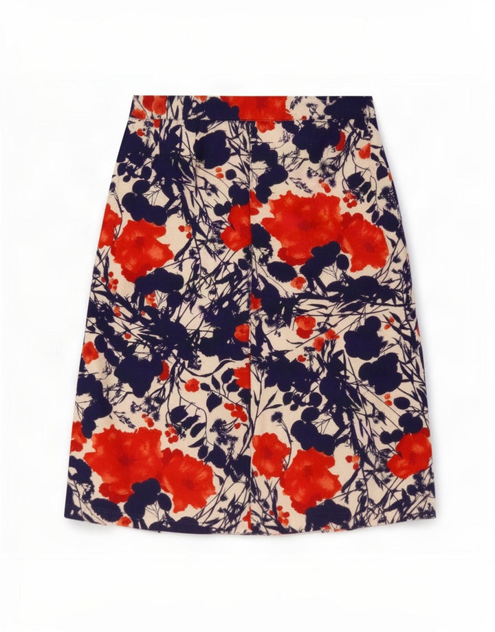Gonna a pieghe vintage da donna media W30 floreale multicolore