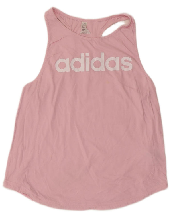 Canotta grafica da donna Adidas UK 16/18 grande cotone rosa