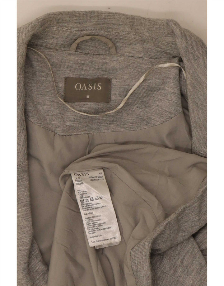 Giacca blazer a 1 bottone da donna Oasis UK 10 piccola viscosa screziata grigia