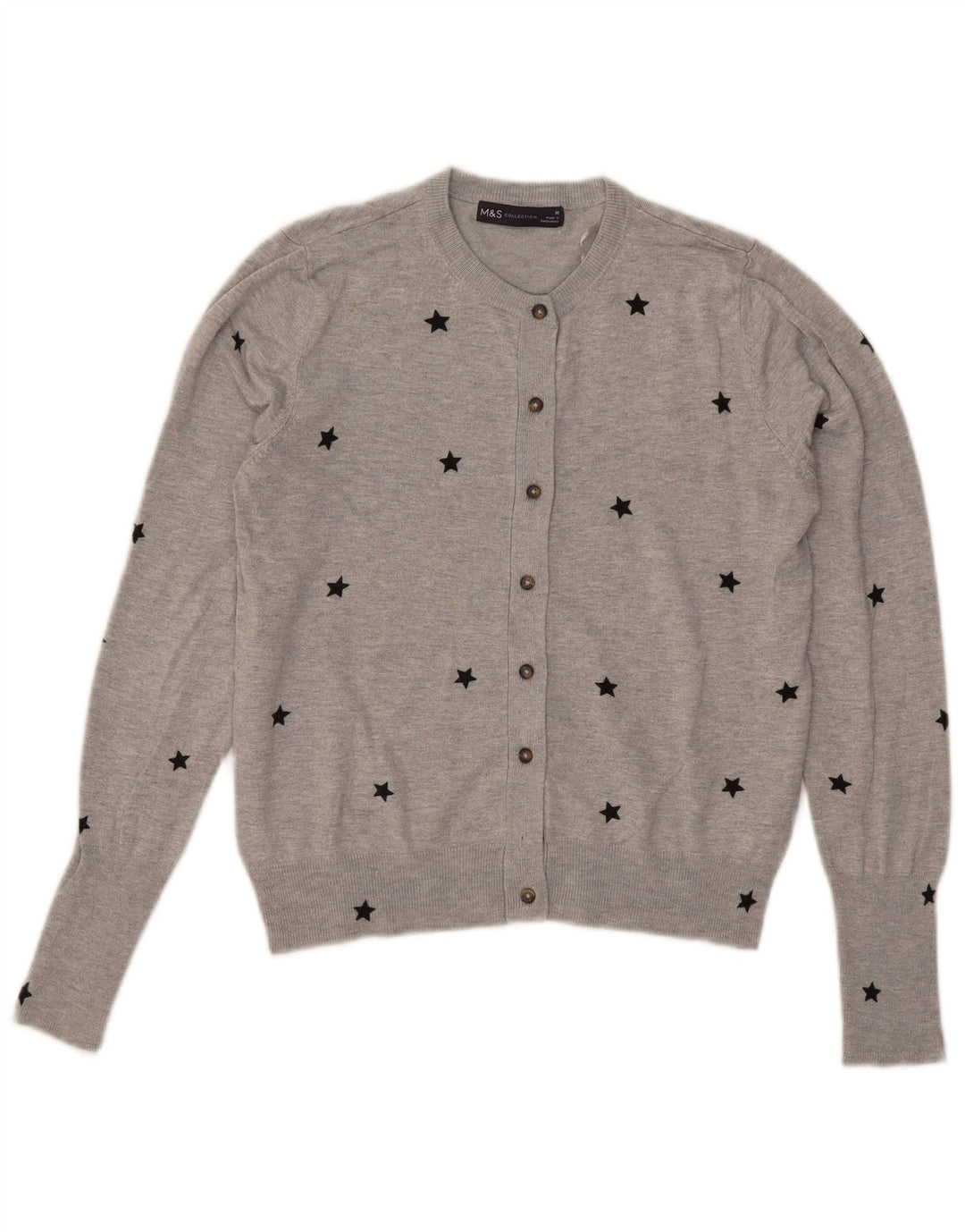 Maglione cardigan corto da donna Marks & Spencer UK 10 piccolo grigio