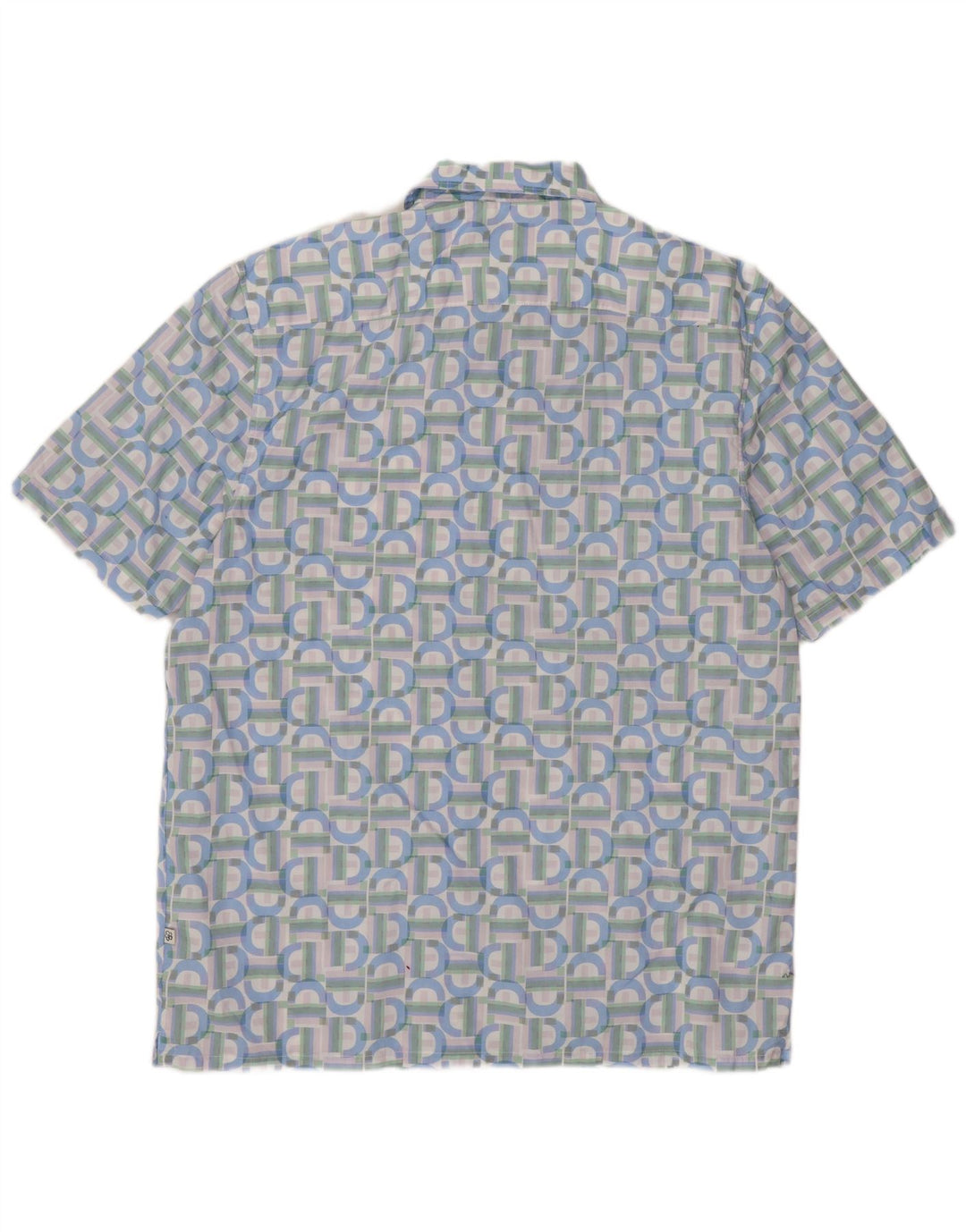 Ted Baker Camicia a maniche corte regolare da uomo taglia 4 grande blu geometrica