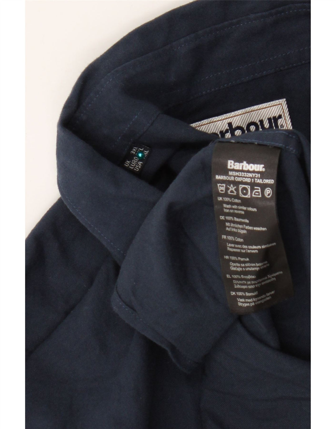 Camicia da uomo Barbour 3XL cotone blu navy