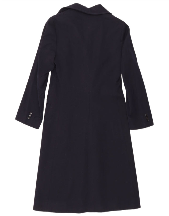 Soprabito aperto da donna vintage UK 8 piccolo blu navy