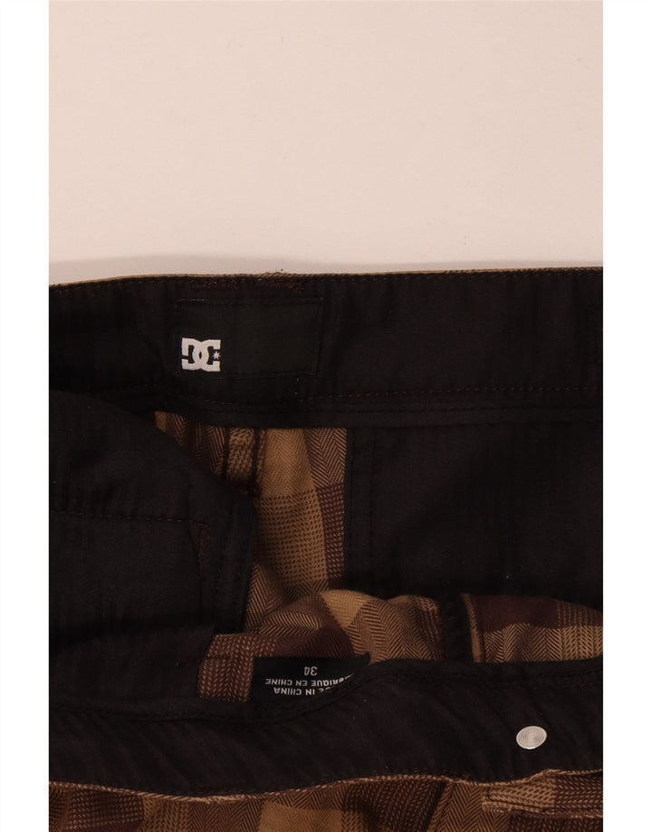 Pantaloncini cargo da uomo DC W34 cotone a quadri marroni grandi