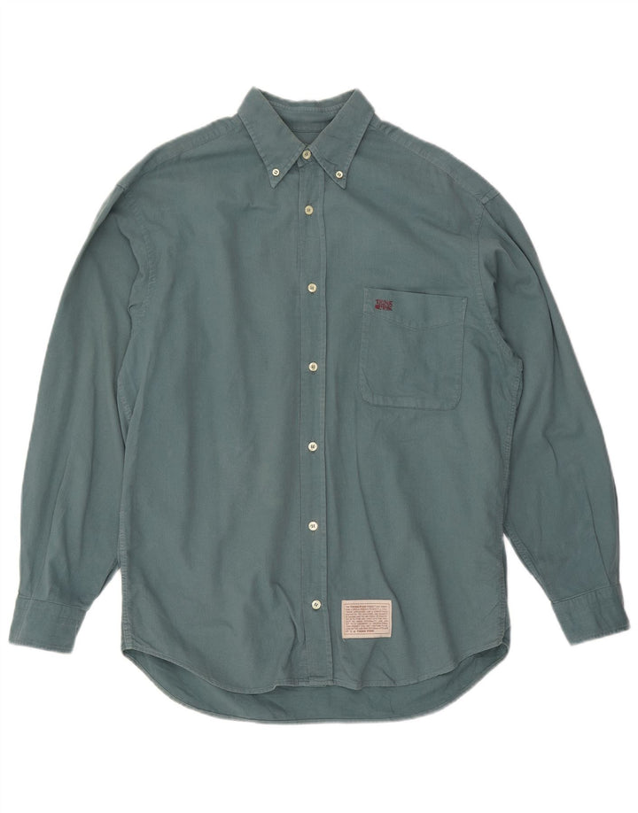 THINK PINK Camicia da uomo taglia 39 15 1/2 cotone verde medio