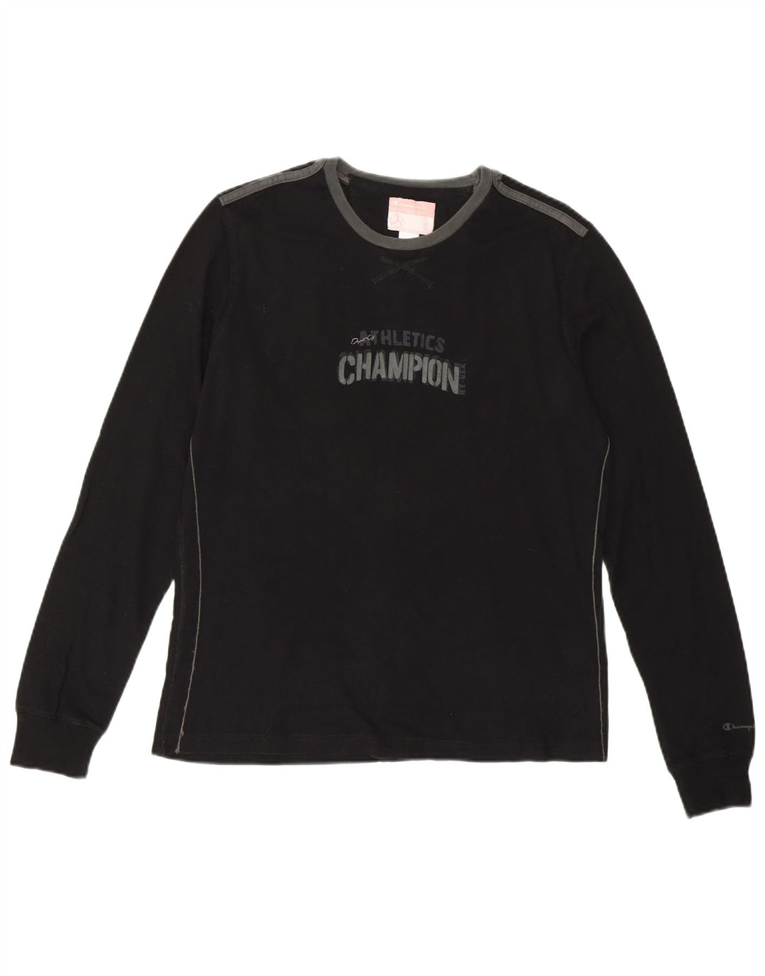 CHAMPION T-shirt grafica da donna con vestibilità Heritage UK 14 grande cotone nero