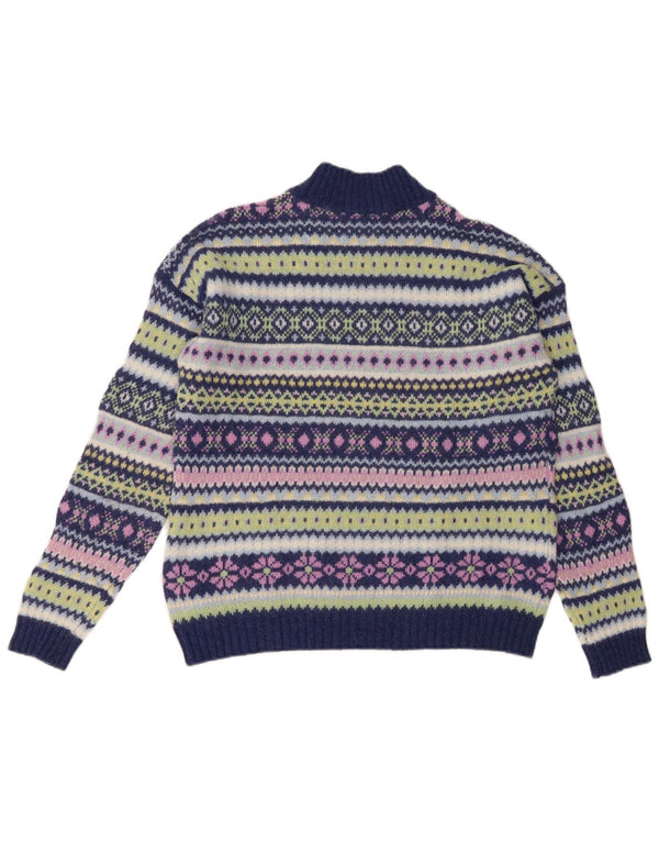 Maglione a collo alto da donna Benetton UK 16 Large Blu Navy Fair Isle