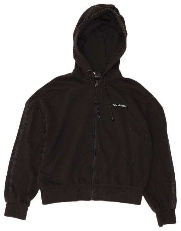 Maglione con cappuccio e zip oversize da donna Calvin Klein UK 6 XS cotone nero