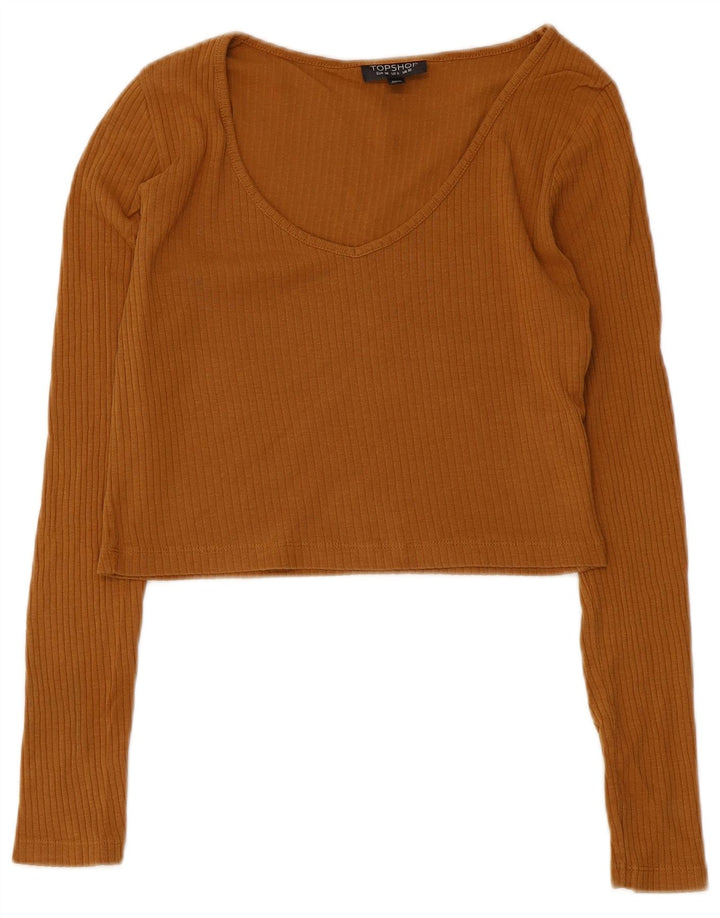 Top corto da donna Zara a maniche lunghe UK 10 piccolo in cotone marrone