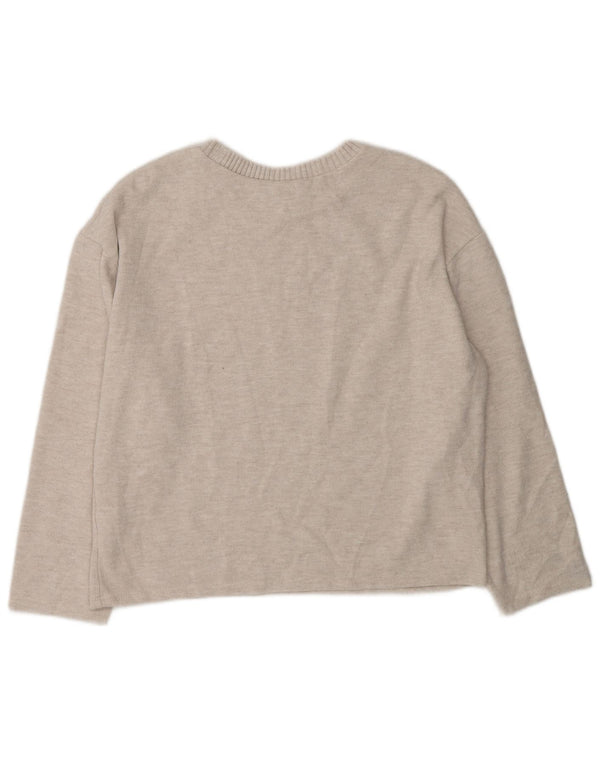 Maglione maglione con scollo a barca da donna Zara UK 14 Poliestere grigio medio