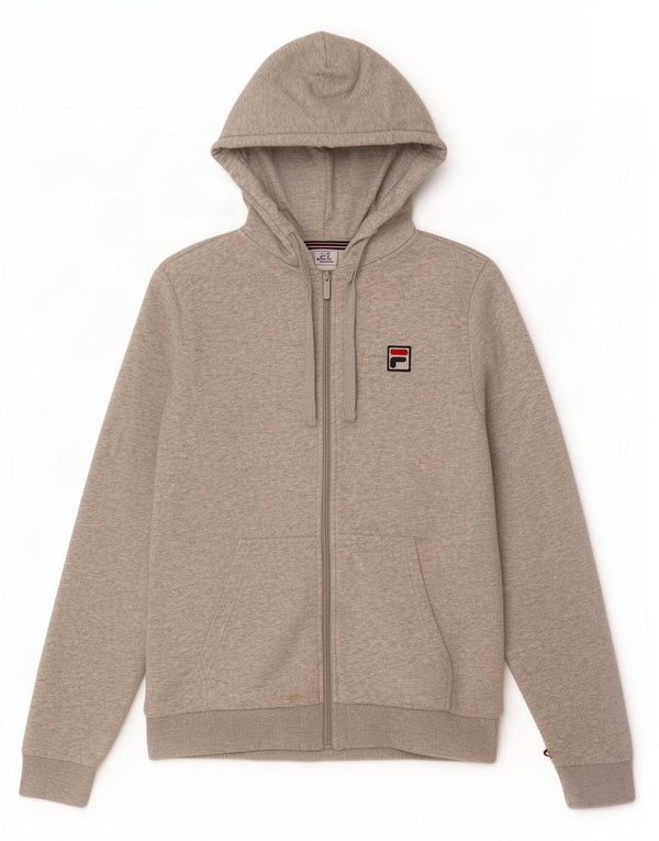 Felpa con cappuccio e zip da uomo Fila XS in cotone grigio