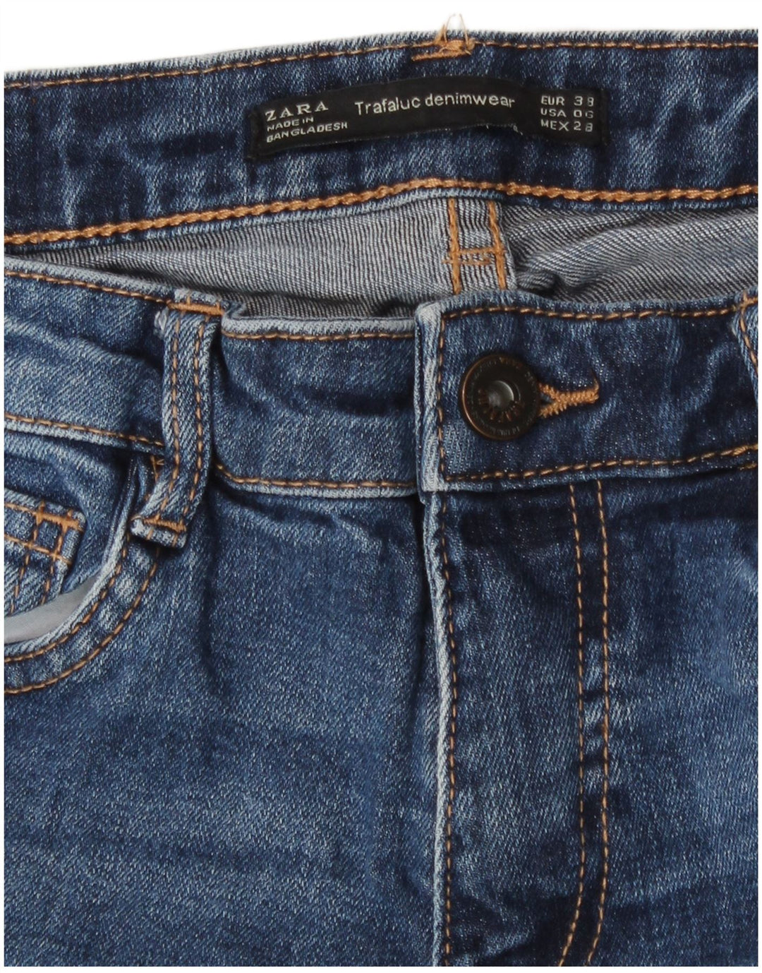 Jeans Zara Trafaluc Slim da donna EU 38 Small W28 L27 Blu