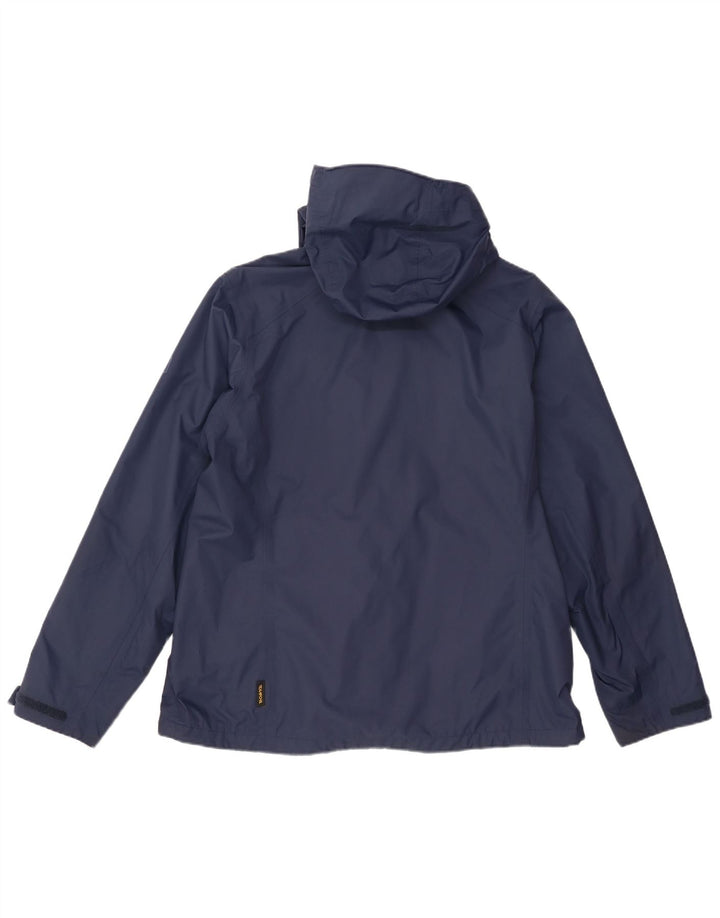 Giacca antipioggia con cappuccio da donna Jack Wolfskin UK 18 XL blu navy in poliammide