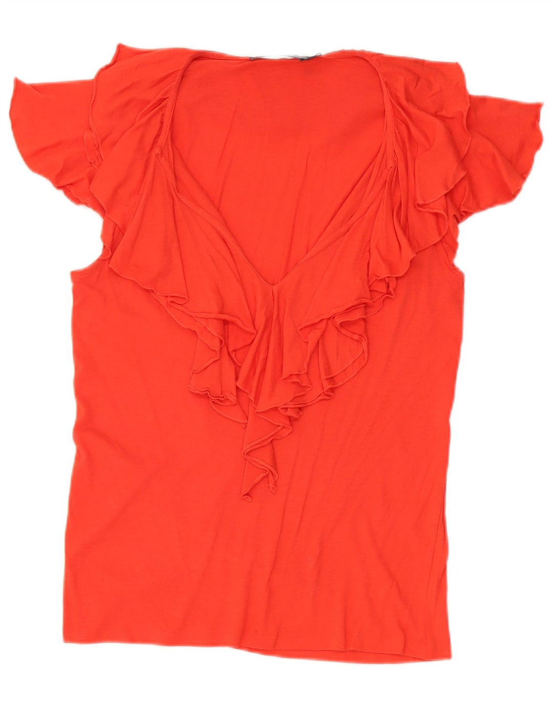 Top in camicetta con volant sul davanti da donna Ralph Lauren UK 12 rosso medio